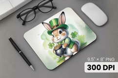 Cute Bunny Leprechaun Holding Pot of Gold Mouse Pad PNG Subl Product Image 1