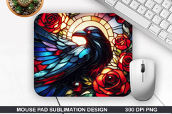 Crow Mouse Pad Sublimation, Valentine Mouse Pad PNG Product Image 1