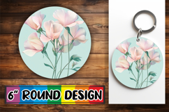Unique Round Design Coaster PNG , Beauty Flower Product Image 1