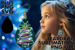 Joyful TEARDROP Earrings Art PNG, Neon Xmas Product Image 1