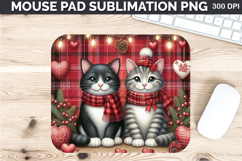 Watercolor Cat Mouse Pad Sublimation - Valentines PNG Design Product Image 1