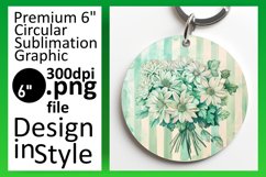 Sublimation Design Round Keychain Colorful Floral Product Image 1
