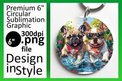Dog in the Wild Circle Design Sublimation Keychain PNG Product Image 1