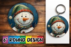 Snowman Christmas Holiday Keychain Round Design Sublimation Product Image 1