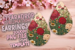 Vintage Flower Pattern Teardrop Earring Variety PNG Product Image 1