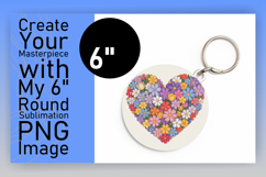 Charming Round Design Keychain PNG , Flowers Heart Product Image 1