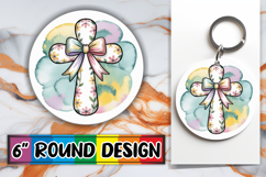 Radiant Round Coaster Design, Cross and Bow Product Image 1