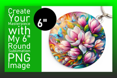 Chic Round Design Keychain Artwork , Flowers Product Image 1