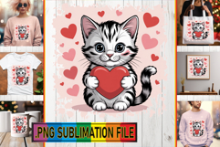 Timeless TOTE BAG Ideas PNG, Valentines Cat Product Image 1