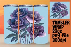 20oz Tumbler Wrap Sublimation Watercolor Flower Design Product Image 1