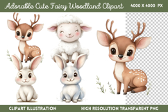 Adorable Cute Fairy Woodland Clipart PNG Product Image 1