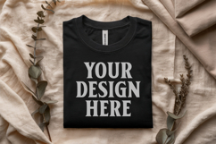 Black Bella Canvas 3001 Flat Lay T-Shirt Mockup Product Image 1