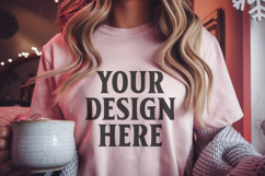 Christmas Bella Canvas 3001 Heather Peach Shirt Mockup ,Tran Product Image 1