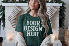 Bella Canvas 3001 Kelly Green Christmas Shirt Mockup, Trandy Product Image 1