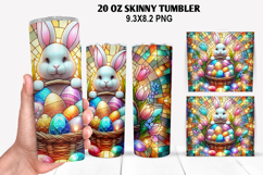 Bunny Skinny Tumbler 20oz Wrap Design, Easter Tumbler PNG Product Image 1