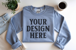 Carolina Blue Gildan 18000 Folded Flat Lay Mockups Product Image 1