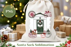 Christmas Green Door Santa Sack Design, Christmas Gift Bag Product Image 1
