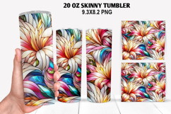 Flower Skinny Tumbler 20oz Wrap Design, Flowers Tumble PNG Product Image 1