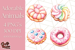 Pastel Sweet Treats Clipart, Ice Cream, Cakes, Donuts Png Product Image 1