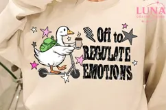 Off to Regulate Emotions PNG, Funny Goose Scooter Design Product Image 6
