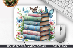 Book Flower Mouse Pad Sublimation, Animals Mouse Pad PNG Product Image 1
