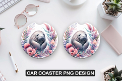 Manatee Car Coaster Sublimation| Animal Coaster PNG Product Image 1
