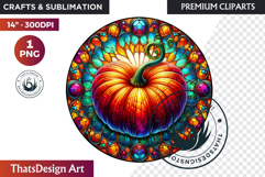 Autumn Thanksgiving Stained Glass PNG, Fall Pumpkin clipart Product Image 1