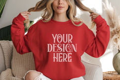 Red Gildan 18000 Crewneck Sweatshirt Mockups,G18000 Product Image 1