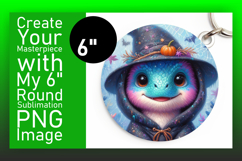 Bright Round Design Coaster PNG , Halloween Dino Product Image 1