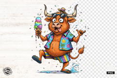 Summer Whimsical Highland Cow Clipart Product Image 1