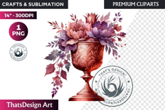 Romantic Flower clipart Rose gold Valentine floral PNG Product Image 1