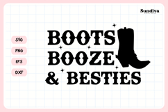 Cowgirl Bachelorette Party Saying SVG | Boots, Booze Besties Product Image 3