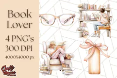 Cozy Book Lover Clipart PNG, Aesthetic Reading Graphics Product Image 1