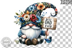 Best Dad Ever Sublimation - Father's Day Gnome Clipart PNG Product Image 1