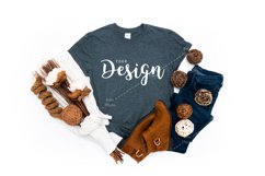 Gildan Mockup 64000 Softstyle Dark Heather Grey T-shirt Fall Product Image 1