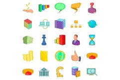 Employee search icons set, cartoon style Product Image 1