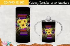Serape cross with sunflower day 20 Oz. Skinny Tumbler Product Image 1
