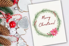 Watercolor Christmas Wreath png Product Image 3
