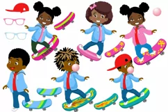 African American Kids, Skateboarding, Sportive kids Product Image 5