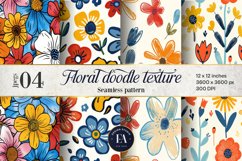 Floral doodle pattern, Abstract doodle floral pattern Product Image 1