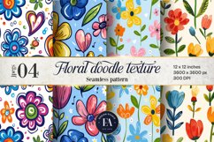 Floral doodle pattern, Abstract doodle floral pattern Product Image 1