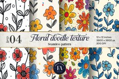 Floral doodle pattern, Abstract doodle floral pattern Product Image 1
