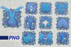 png zodiac sign floral vintage boho 36 PNG bundle Product Image 1