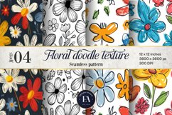 Floral doodle pattern, Abstract doodle floral pattern Product Image 1