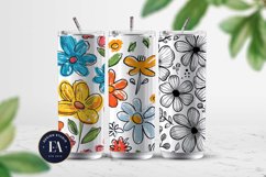 Floral doodle pattern, Abstract doodle floral pattern Product Image 2