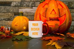 Mug Mockup Halloween 11 Oz White Coffee Cup Red Handle Product Image 1