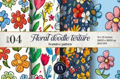 Floral doodle pattern, Abstract doodle floral pattern Product Image 1