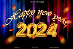 Happy new year 2024 3d Editable Text Effect Style Product Image 1