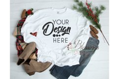 Christmas White Long Sleeve Tshirt Mockup Unisex Shirt Product Image 1