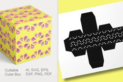 Yellow Floral Ornaments Cuttable Cube Gift Box with Holes Product Image 1
